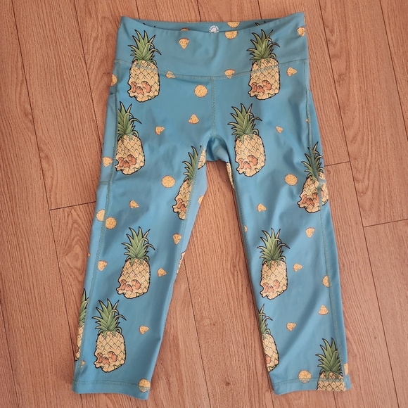 Feed Me Fight Me Pants - Feed Me Fight Me Skull Pineapple Leggings-Small